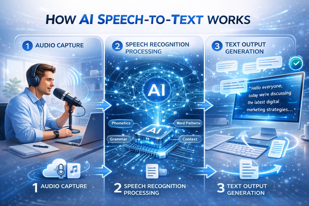 How Does an AI Speech to Text Tool Work?