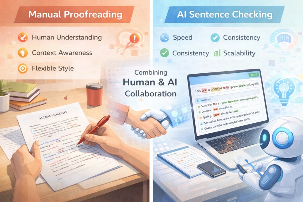 Manual Proofreading vs AI Sentence Checking