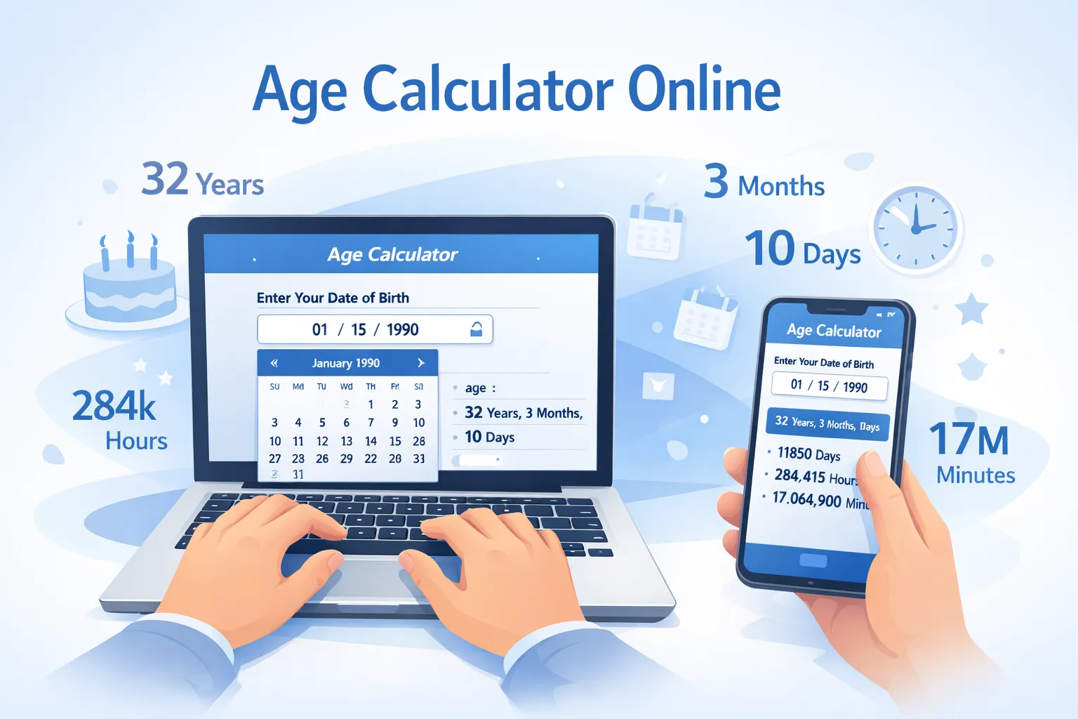 Free Age Calculator Online – Accurate Date of Birth (DOB) Age Calculator Tool